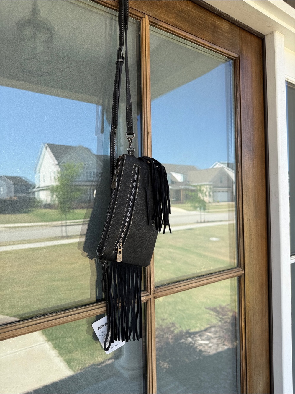 Montana West Fringe Crossbody Bag - Black and White - Picture 6 of 8